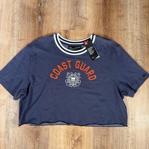 NEW Under Armour US Coast Guard Women's XL Loose Fit Boxy Crop Top Gym Workout